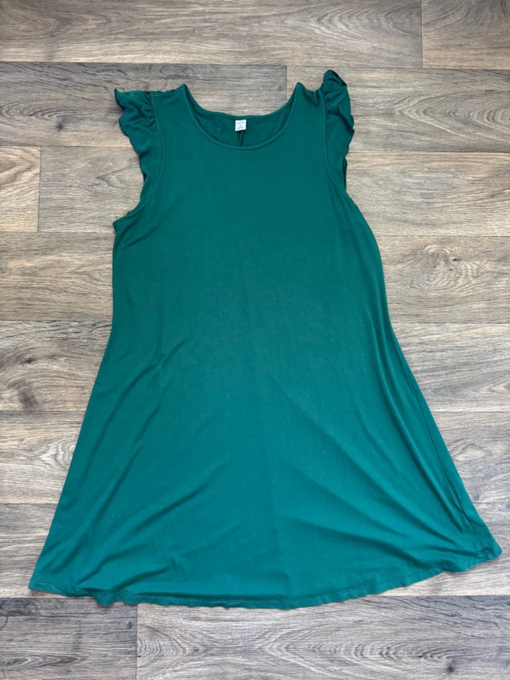 Old Navy A-Line Dress Green Knit Sleeveless Ruffle Sleeve Swing Knee Length XL